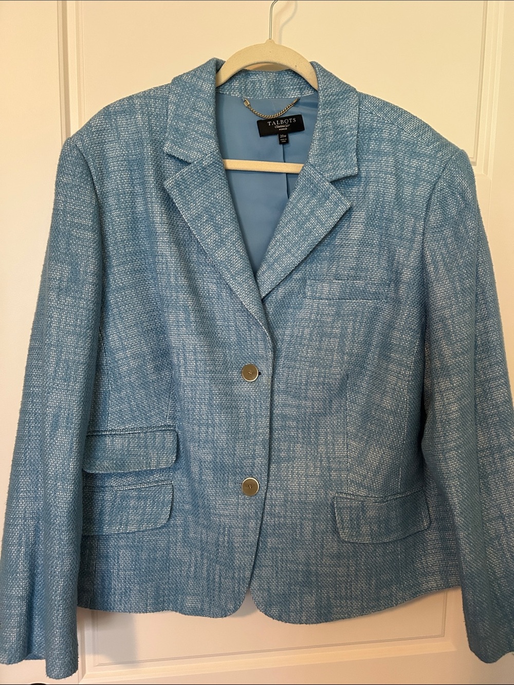 Talbots Light Blue Textured Tweed Blazer